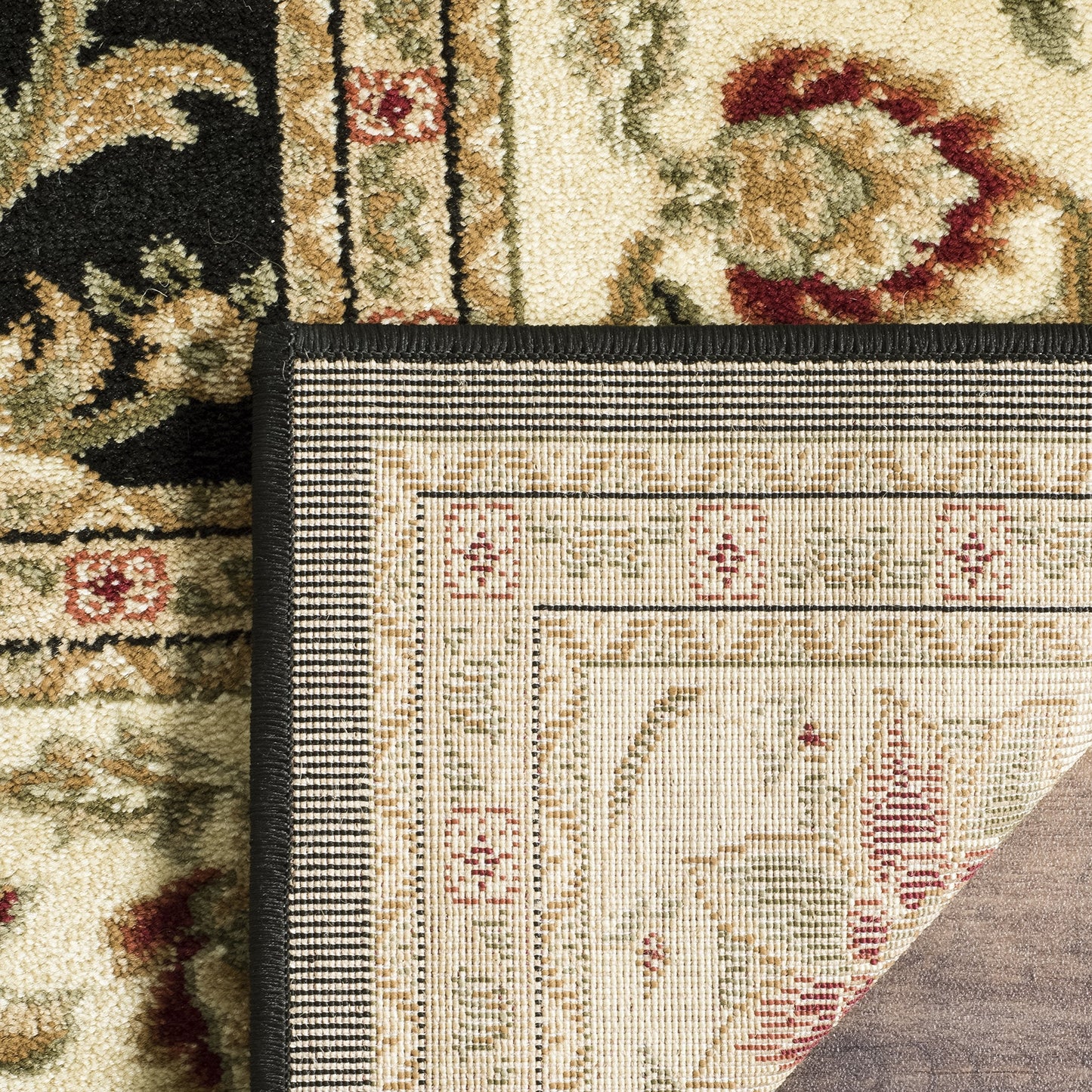 SAFAVIEH Lyndhurst Collection Area Rug - 3'3" Square, Black & Ivory, Traditional Oriental Design, Non-Shedding & Easy Care, Ideal for High Traffic Areas in Living Room, Bedroom (LNH212A)