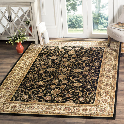 SAFAVIEH Lyndhurst Collection Area Rug - 9' x 12', Black & Ivory, Traditional Oriental Design, Non-Shedding & Easy Care, Ideal for High Traffic Areas in Living Room, Bedroom (LNH219A)