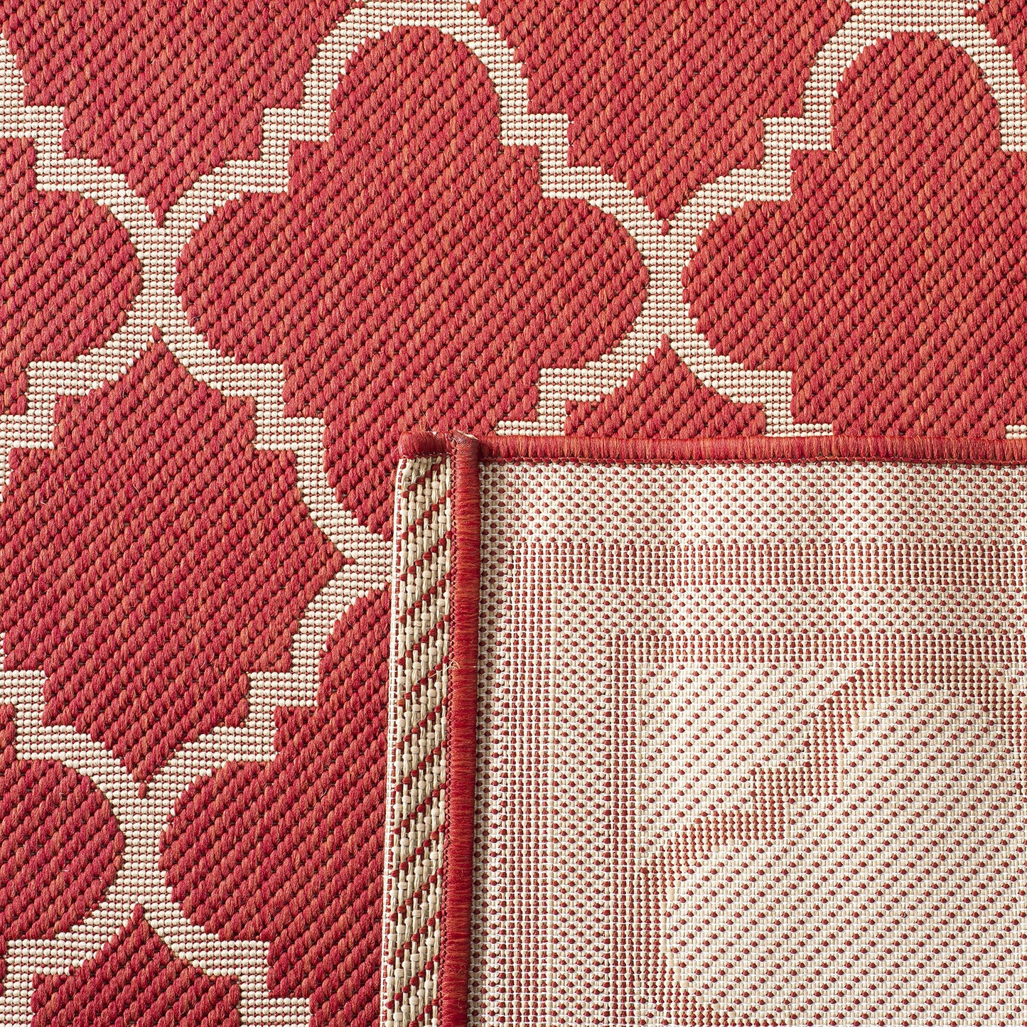 SAFAVIEH Courtyard Collection 6'7" x 9'6" Red/Bone CY6918 Trellis Indoor/ Outdoor Splashproof Easy Scrubbing Patio Backyard Mudroom Area Rug