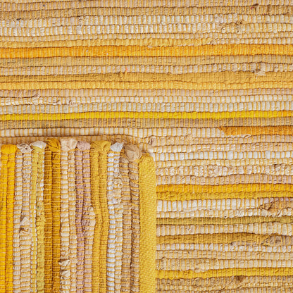 SAFAVIEH Area Rug 8x10 - Rag Rug Collection - Large - Yellow & Multi, Handmade Cotton, Boho Stripe Pattern, Ideal for Living Room, Bedroom, Office, Dining Space (RAR130H)