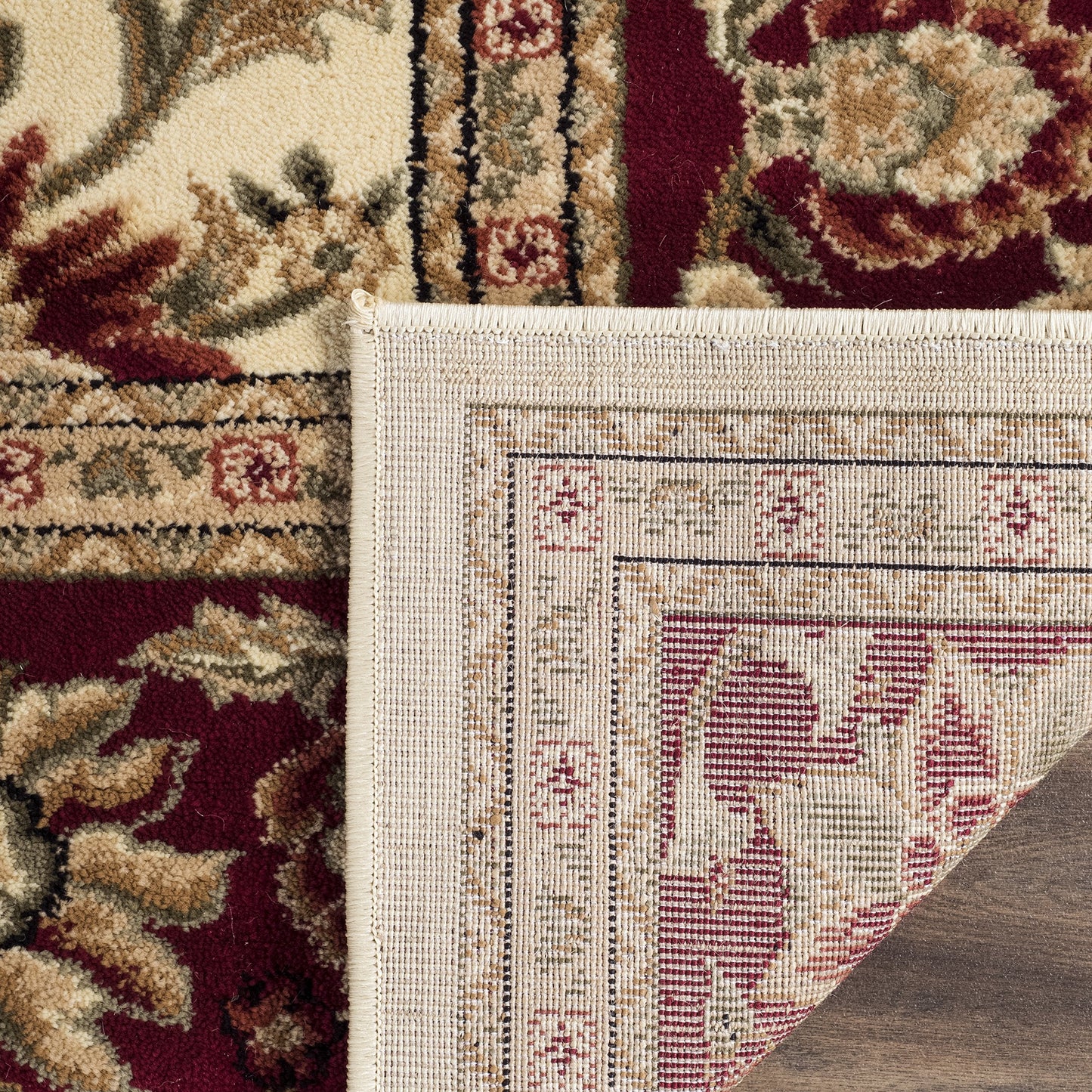 SAFAVIEH Lyndhurst Collection Area Rug - 5'3" x 7'6", Ivory & Red, Traditional Oriental Design, Non-Shedding & Easy Care, Ideal for High Traffic Areas in Living Room, Bedroom (LNH212K)
