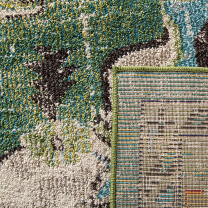 SAFAVIEH Monaco Collection Area Rug - 8' x 10', Forest Green & Light Blue, Non-Shedding & Easy to Clean, Distressed Medallion Design, Ideal for Living Room, Bedroom, Dining Space (MNC243F)
