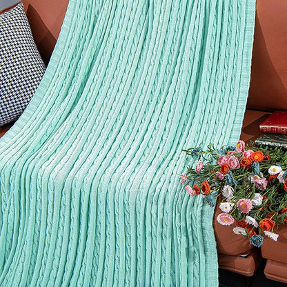 NTBAY 100% Pure Cotton Oversize (60x80) Cable Knit Throw Blanket, Super Soft Warm Knitted Throw Blanket for Bed, Sofa, Chair, Couch - Extra Cozy, Machine Washable, Comfortable Home Decor, Mint