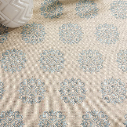 SAFAVIEH Washable Rug Outdoor Beach House Collection - 5'3" x 7'6", Cream & Aqua, Non-Shedding & Easy to Clean, Ideal for Patio, Backyard, Mudroom (BHS181L)
