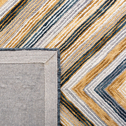 SAFAVIEH Aspen Collection Area Rug - 6' x 9', Navy & Gold, Handmade Boho Wool, Ideal for High Traffic Areas in Living Room, Bedroom (APN809N)
