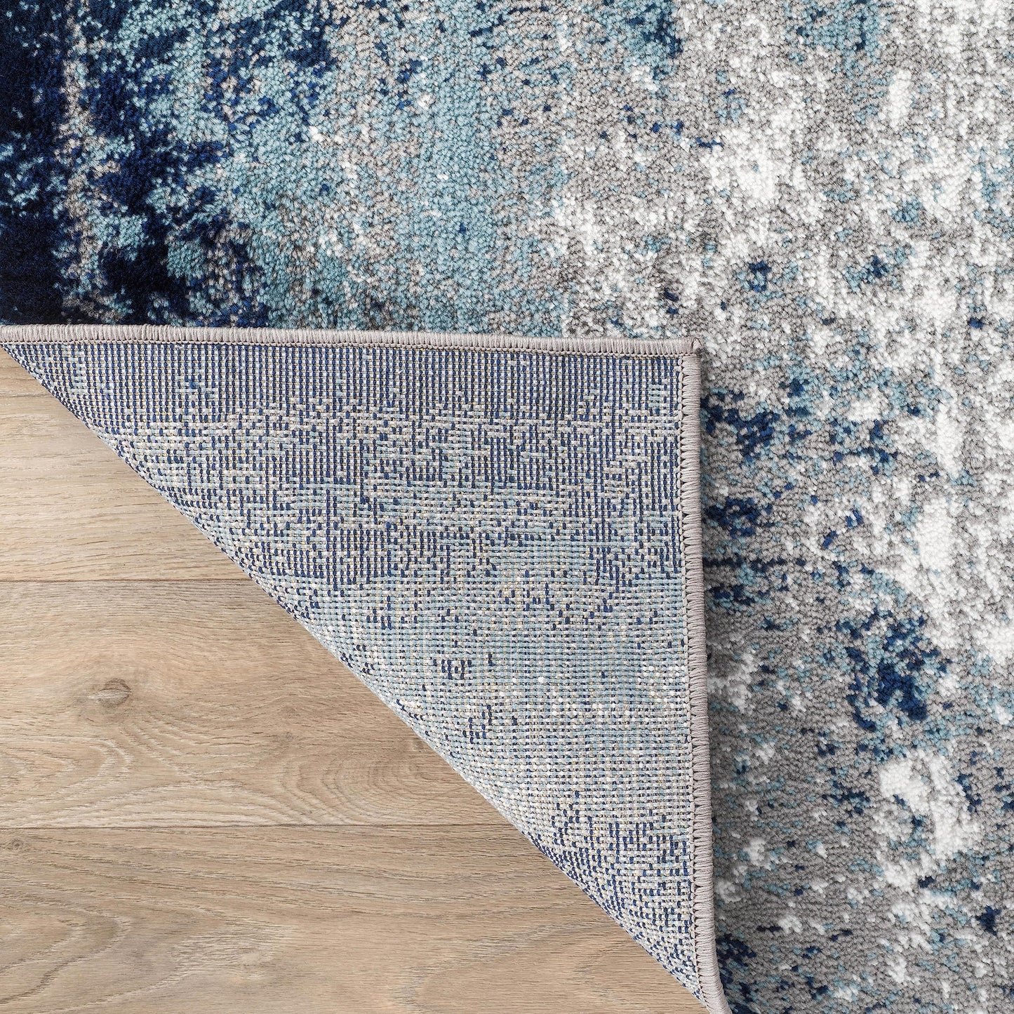 Rugshop Modern Distressed Blue Abstract Oval Area Rug Bohemian Inspired Watercolor for Dining Room, Living Room and Bedroom 5' x 7' Oval