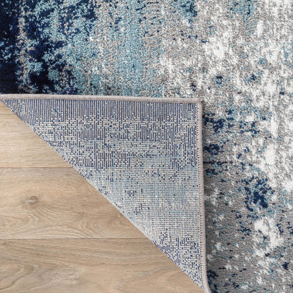 Rugshop Modern Distressed Blue Abstract Oval Area Rug Bohemian Inspired Watercolor for Dining Room, Living Room and Bedroom 5' x 7' Oval