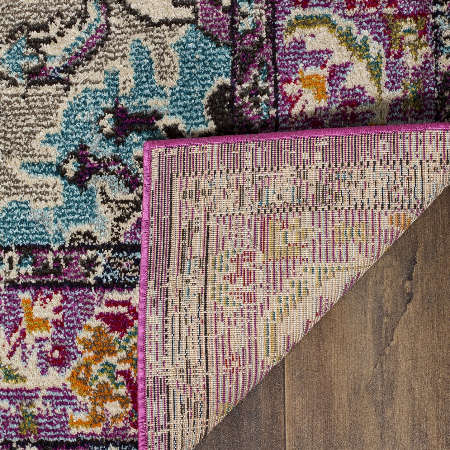 SAFAVIEH Monaco Collection Runner Rug - 2'2" x 6', Violet & Light Blue, Non-Shedding & Easy to Clean, Distressed Medallion Design, Ideal for Hallway, Foyer, Entryway, Kitchen, Bedroom (MNC243L)