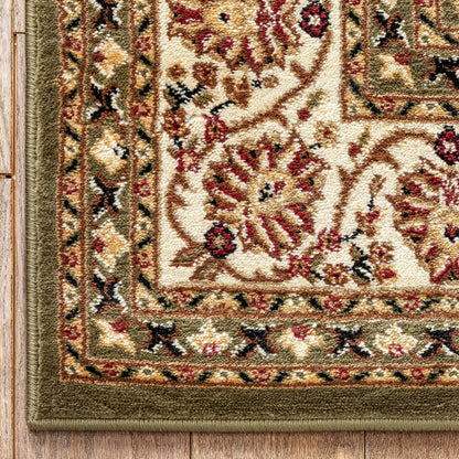Well Woven Barclay Sarouk Green Traditional Area Rug 5'3" X 7'3"