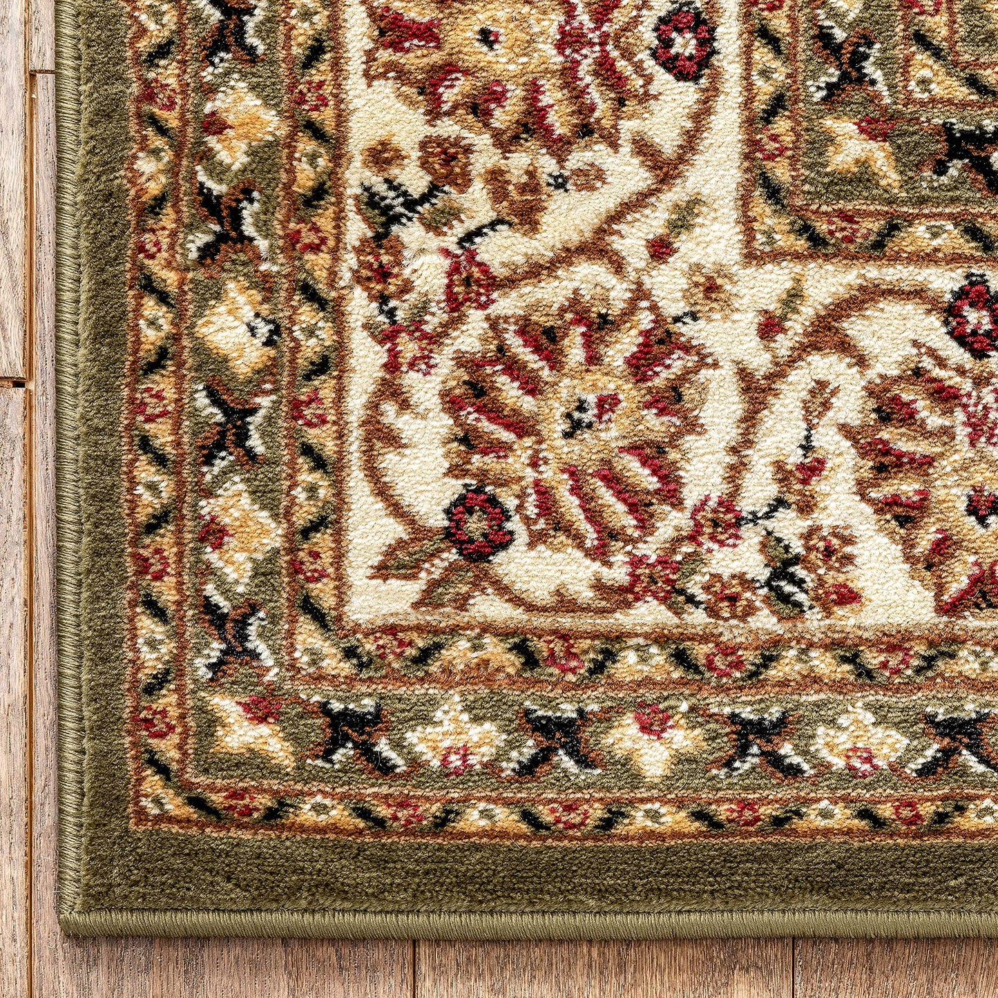 Well Woven Barclay Collection Sarouk Green 4x5 Area Rug - for Entryways, Small Bedrooms, Living Rooms