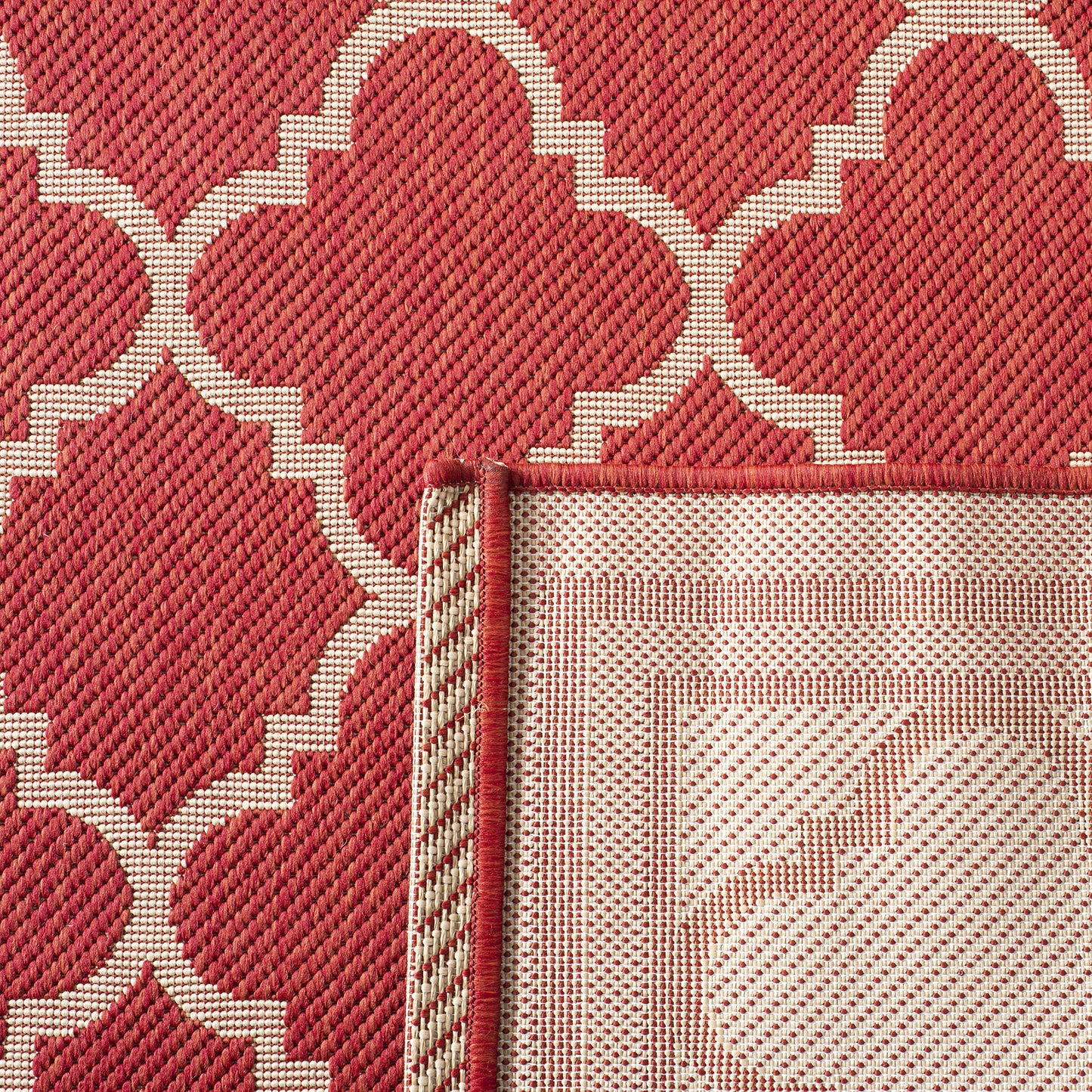 SAFAVIEH Courtyard Collection 6'7" x 9'6" Red/Bone CY6918 Trellis Indoor/ Outdoor Splashproof Easy Scrubbing Patio Backyard Mudroom Area Rug