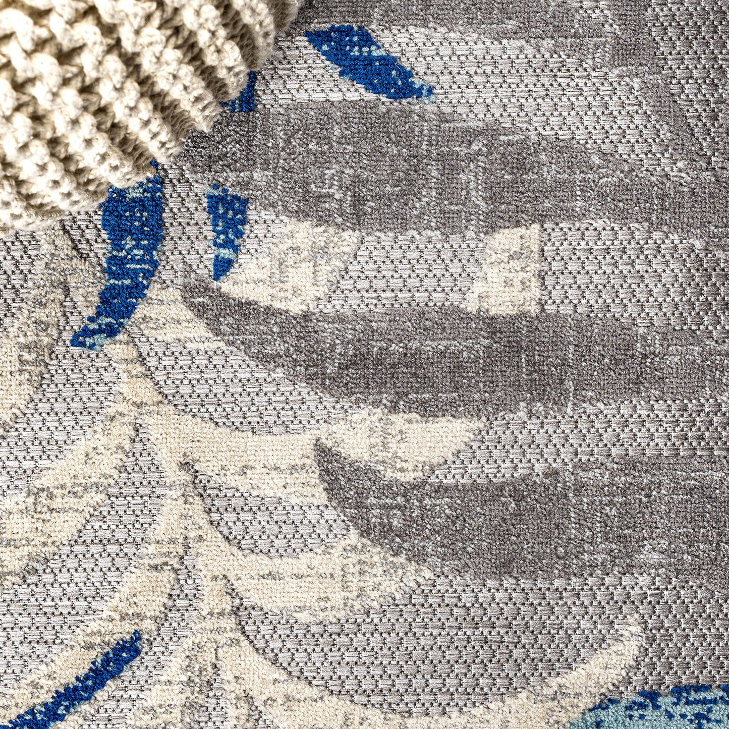 JONATHAN Y Tropics Palm Leaves Indoor Outdoor Area Rug 3X5 Gray/Blue, Boho for Backyard, Patio, Porch, Easy-Cleaning, High Traffic, Pet-Friendly, Non-Shedding (AMC100A-3)