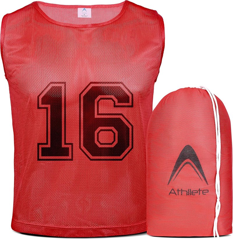 Athllete 12 Pcs Duramesh Pinnies | Numbered Scrimmage Vests for Kids & Adults Soccer