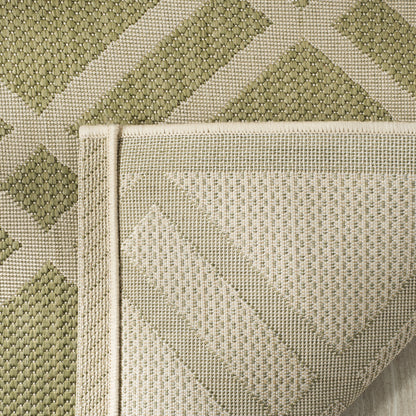 SAFAVIEH Courtyard Collection 6'7" x 9'6" Green/Beige CY6923 Trellis Indoor/ Outdoor Waterproof Easy Cleaning Patio Backyard Mudroom Area Rug