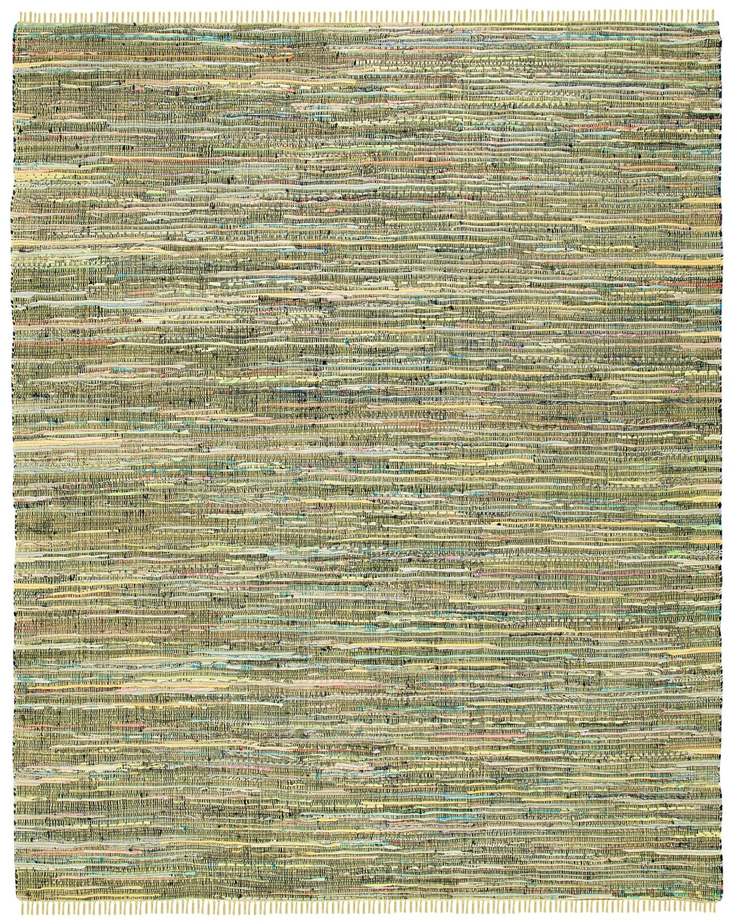 SAFAVIEH Rag Rug Collection Area Rug - 6' x 9', Light Green & Multi, Handmade Boho Stripe Cotton, Ideal for High Traffic Areas in Living Room, Bedroom (RAR127D)