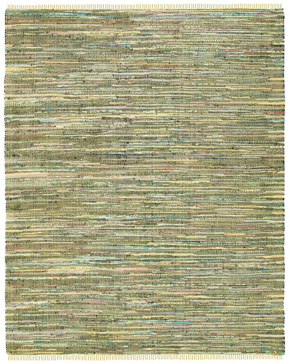 SAFAVIEH Rag Rug Collection Area Rug - 6' x 9', Light Green & Multi, Handmade Boho Stripe Cotton, Ideal for High Traffic Areas in Living Room, Bedroom (RAR127D)