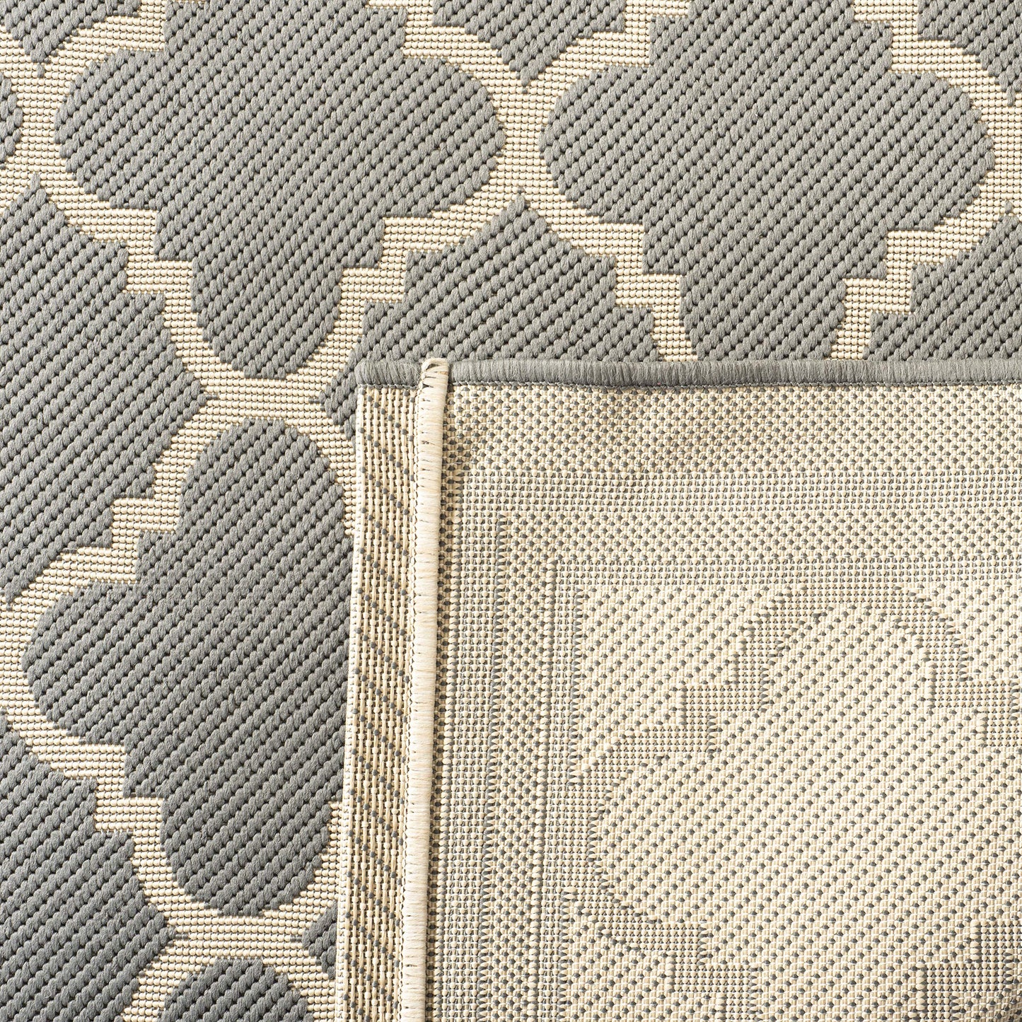 SAFAVIEH Washable Rug Outdoor Courtyard Collection - 4' Square, Anthracite & Beige, Non-Shedding & Easy Cleaning, Ideal for Patio, Backyard, Mudroom (CY6918-246)