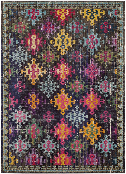 SAFAVIEH Monaco Collection Area Rug - 5'1" x 7'7", Multi, Boho Diamond Trellis Design, Non-Shedding & Easy Care, Ideal for High Traffic Areas in Living Room, Bedroom (MNC244F)
